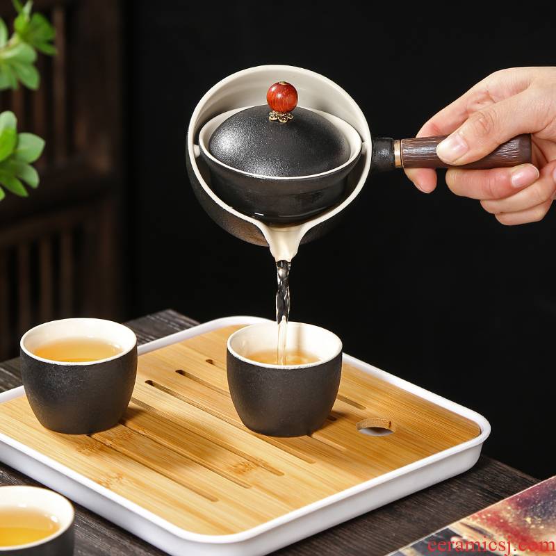 Well - off kung fu tea set lazy people travel suit portable automatic rotating pot of ceramic teapot tea an artifact
