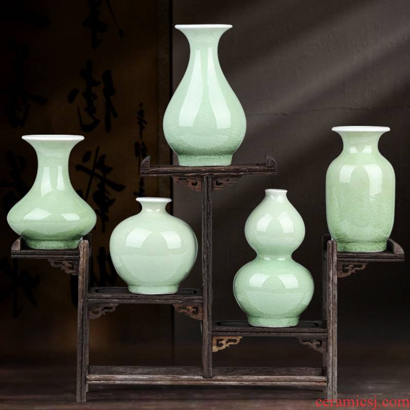 Rich ancient frame of jingdezhen ceramics decoration of new Chinese style living room mini floret bottle handicraft furnishing articles office