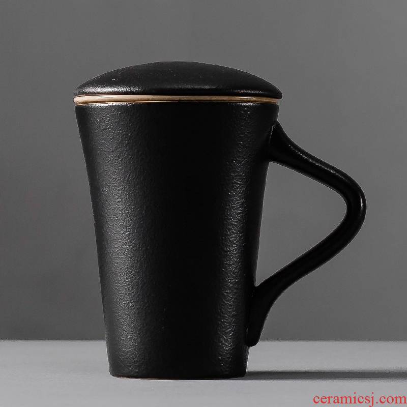 Qiao mu mark cup filter with cover ceramic cups creative cup contracted office cup tea cup move