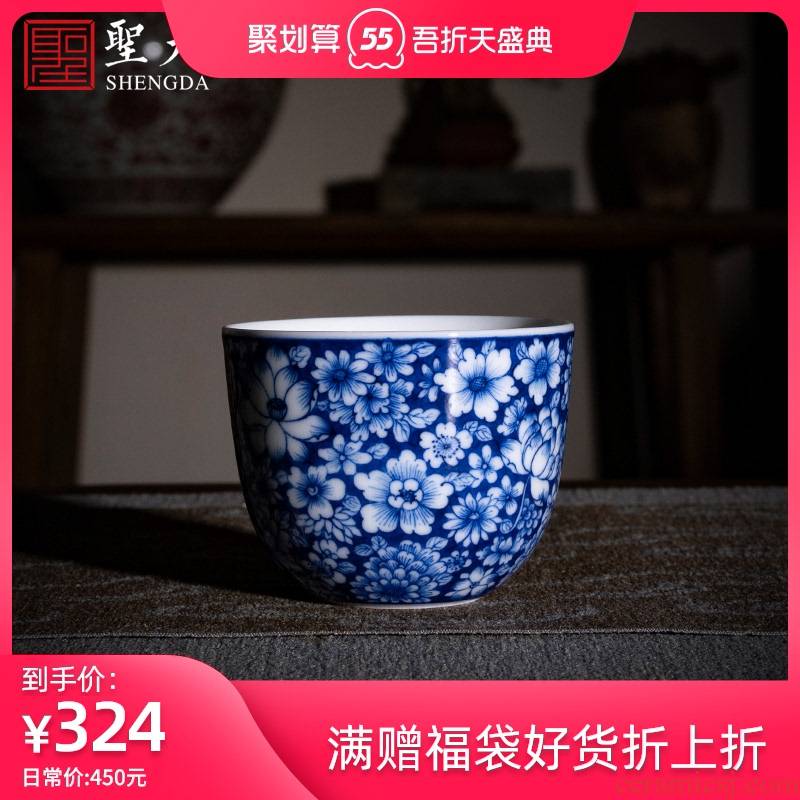 St the ceramic masters cup pure manual hand - made of blue and white flower tea in delight lie fa cup sample tea cup kung fu tea cups