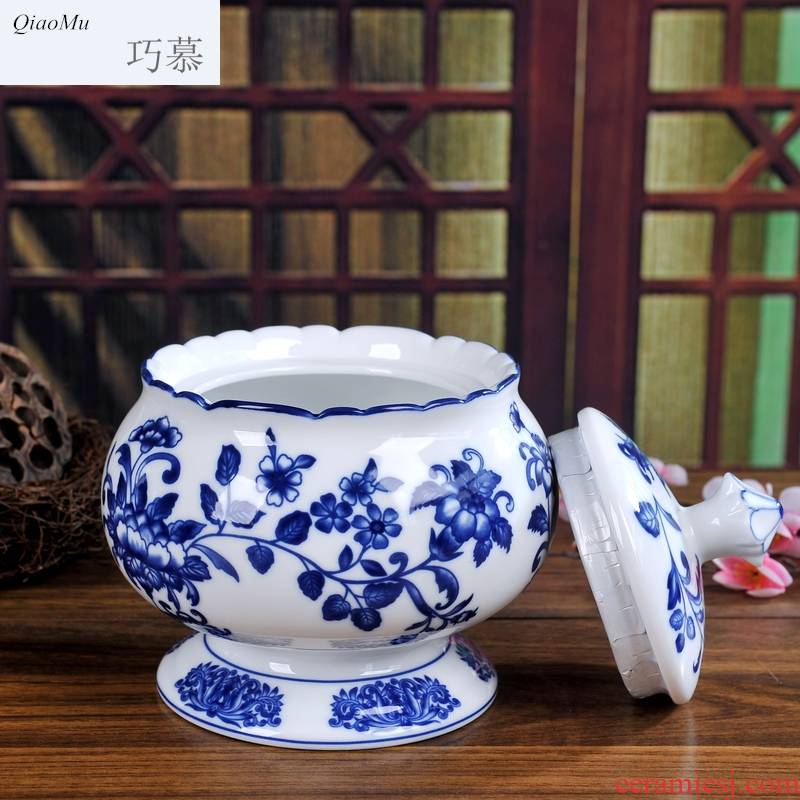 Qiao mu jingdezhen porcelain ceramic seal tea pot of green tea loose tea pu 'er tea box of medicinal supplements to receive tank
