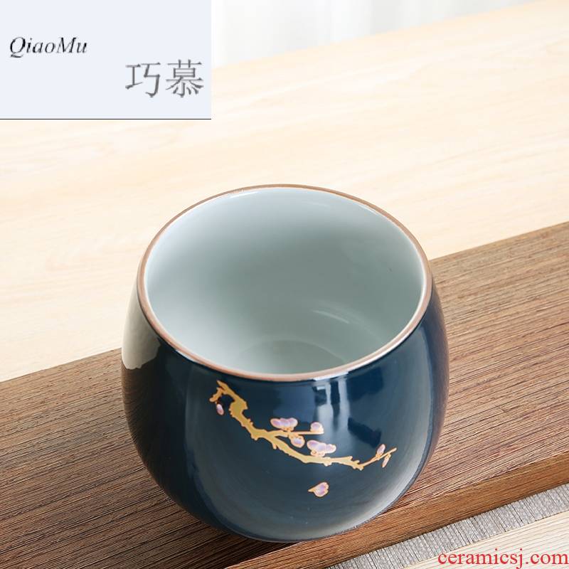Qiao MuJi blue kung fu tea tea tray in hot tea accessories writing brush washer ceramic household cylinder tea wash water wash water jar