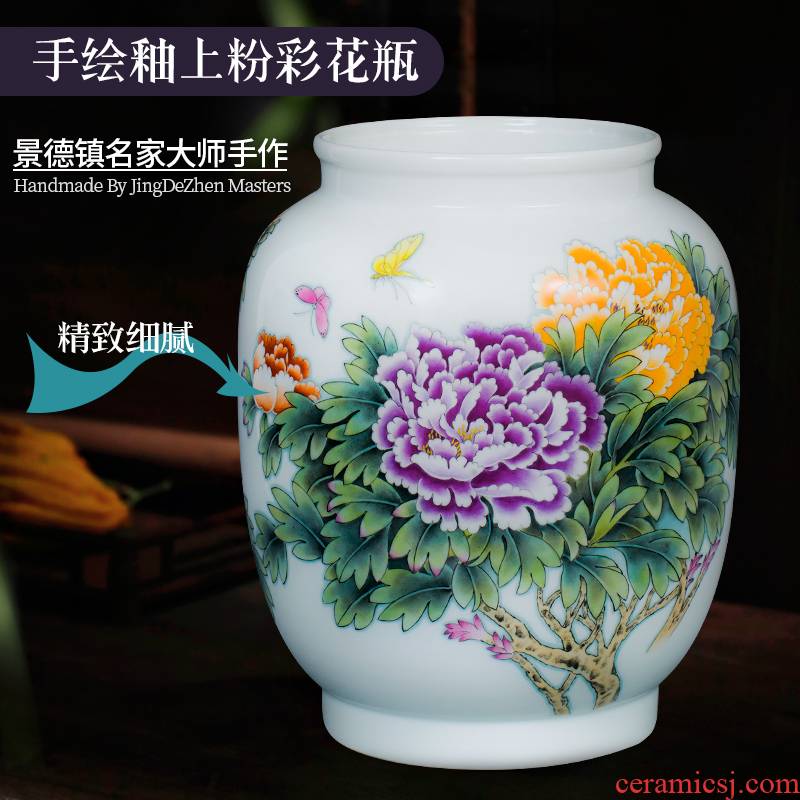 Jingdezhen ceramic vase penjing masters hand draw large Chinese lucky bamboo flower arranging rich ancient frame sitting room adornment