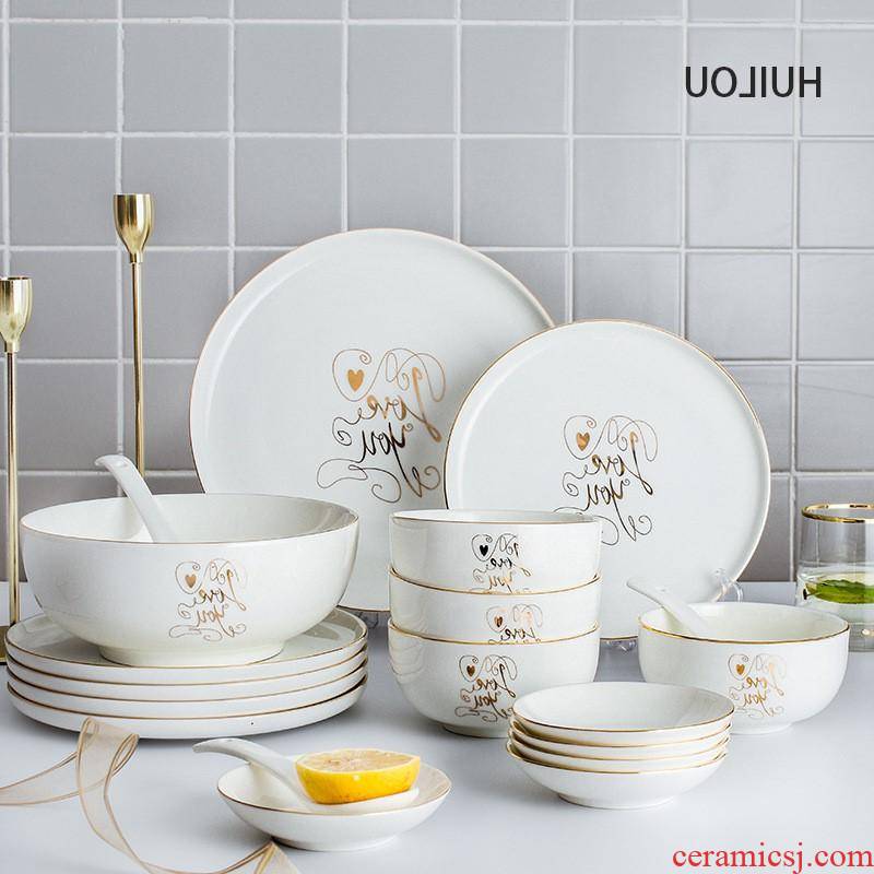 The kitchen ceramic tableware Nordic household chopsticks dishes plate up phnom penh dish soup bowl ceramic bowl plate combination suit