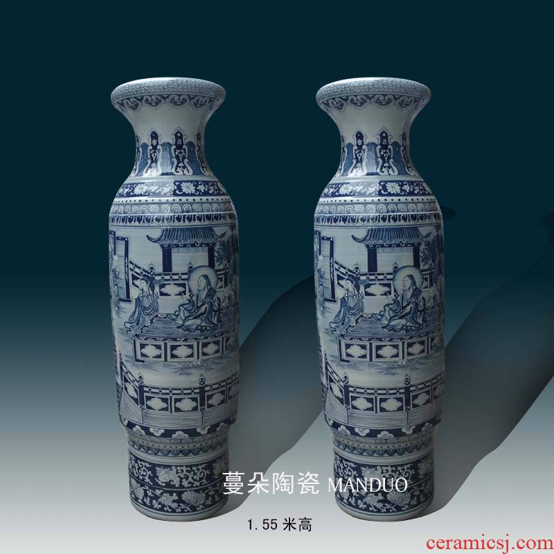 Jingdezhen hand - made fairy arhat figures 1.5 1.8 m landing big vase temple medallion display vase