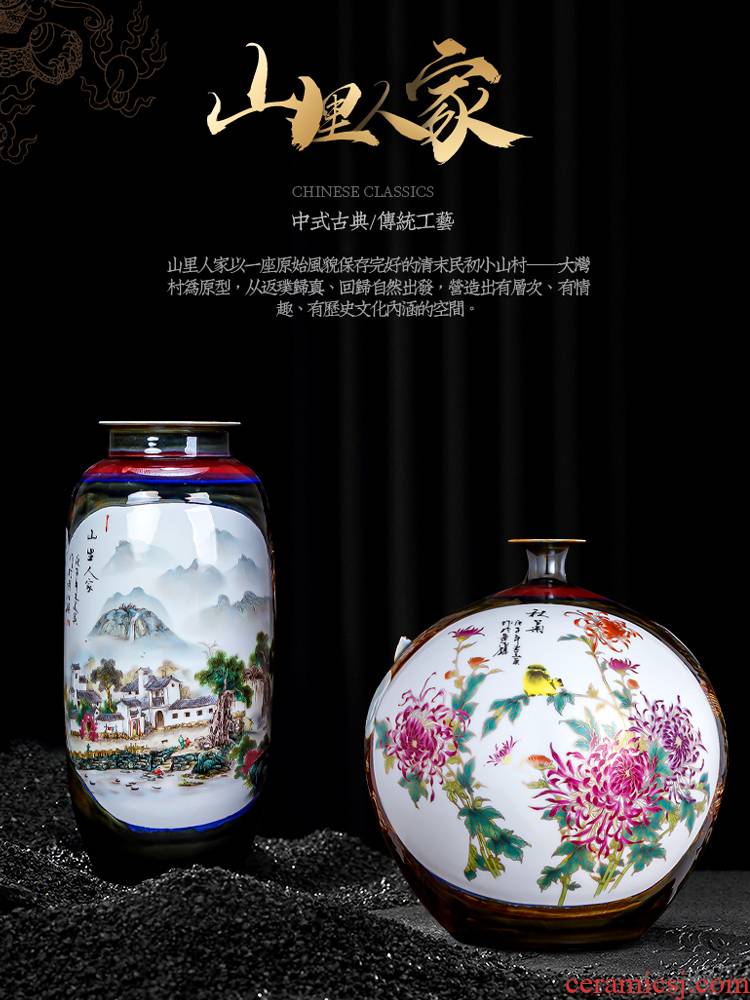 Jingdezhen ceramic vase furnishing articles household act the role ofing is tasted wine rich ancient frame of Chinese style restoring ancient ways large famous hand - made the sitting room
