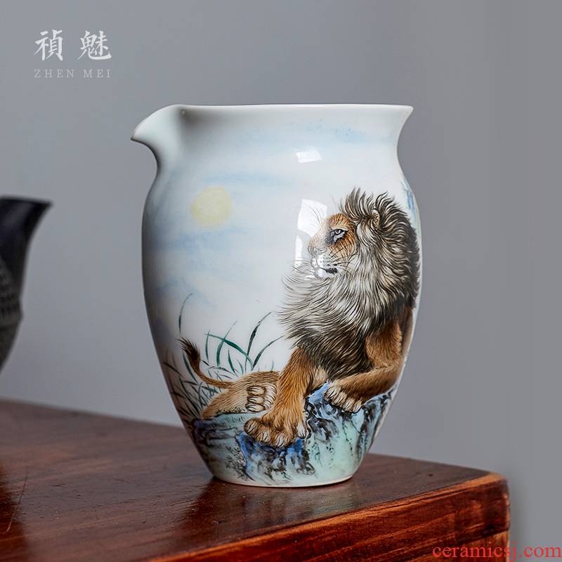 Fair shot incarnate the hand - made lion cup size of jingdezhen ceramic kung fu tea set with parts tea sea device and a cup of tea