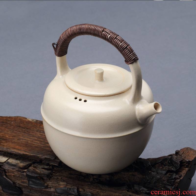 Qiao mu jingdezhen TaoMingTang plant ash glazed pottery pot of boiled tea creative large girder pot kettle white clay