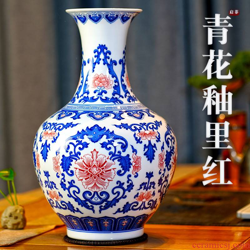 Jingdezhen ceramic blue and white flower vase youligong mesa furnishing articles home sitting room porch rich ancient frame adornment
