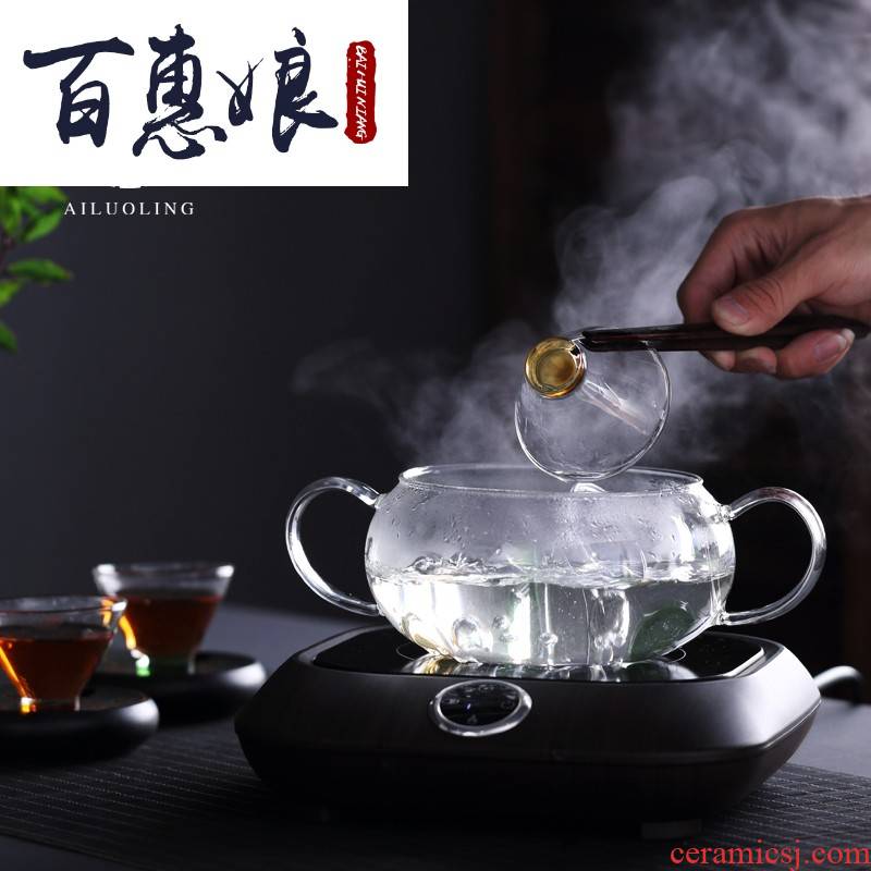 (niang tea accessories electric TaoLu boil disinfection cups tea wash pot heating glass flat glass wash basin bowl