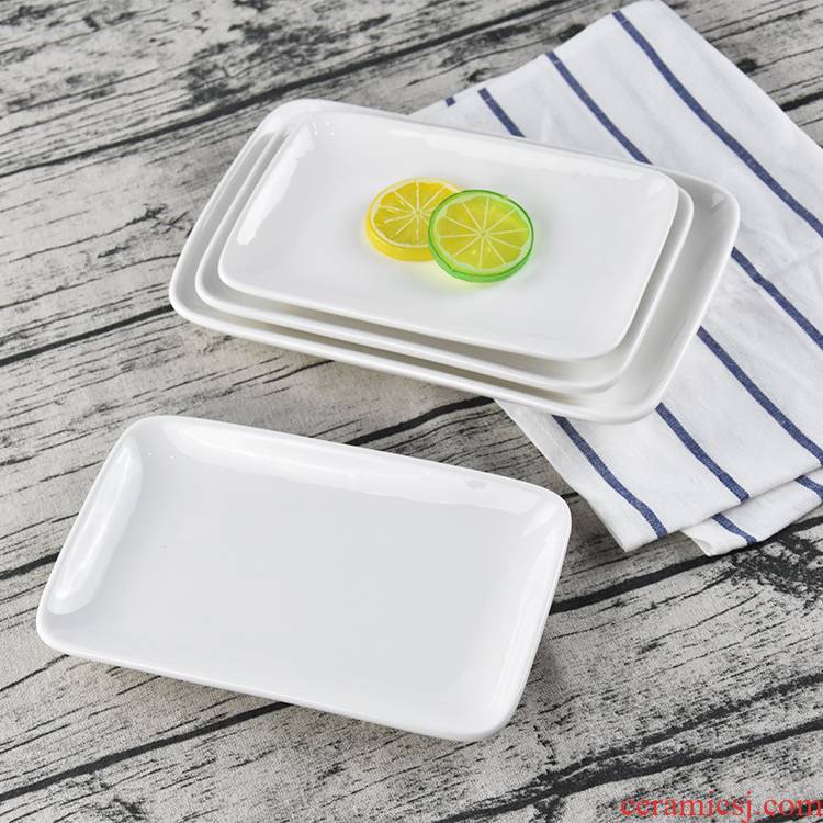 White ceramic plate rectangular dish plate steamed vermicelli roll plate hotel western - style food dish creative sushi plate oblong