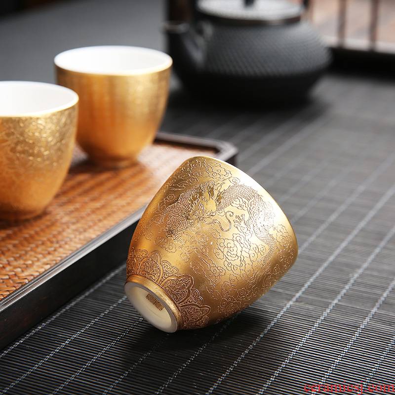 Recreation character turn white porcelain small retro heart sutra cup tea set mini ceramic cups master cup single sample tea cup