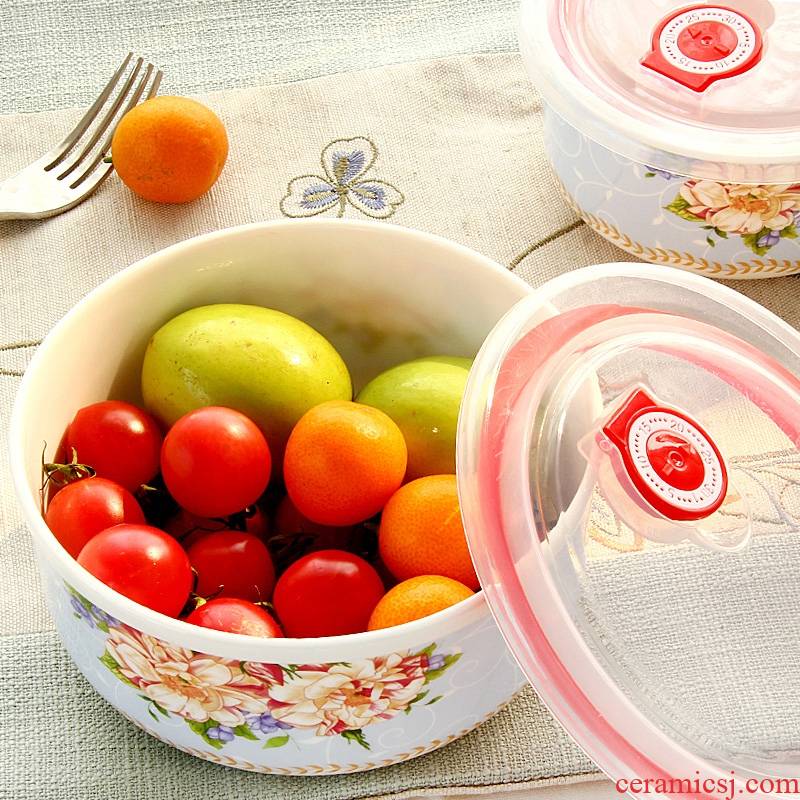 Qiao mu preservation bowl three - piece microwave bowl with cover ipads porcelain ceramic bento rainbow such as bowl bowl with cover your job suits for