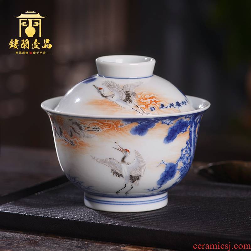 To be only two tureen arborist benevolence and found of art hall jingdezhen ceramic hand - made all kung fu tea bowl with cover a single