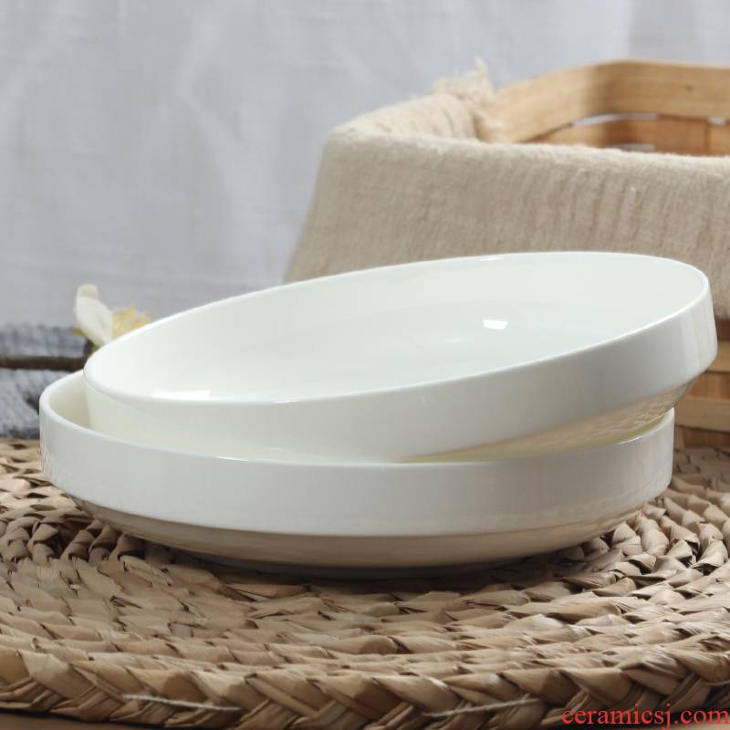 Easy to fold of microwave ceramic deep dish soup plate 7 inches nest dish home plate pure white ceramic plate