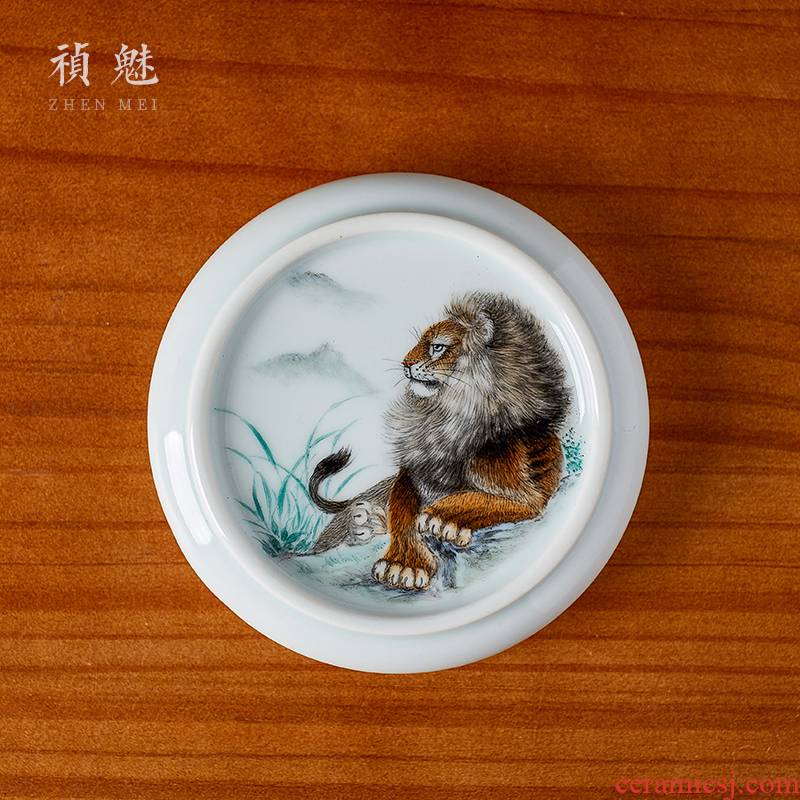Shot incarnate the antique hand - made lion cup saucer jingdezhen ceramic kung fu tea set fittings cup cup mat