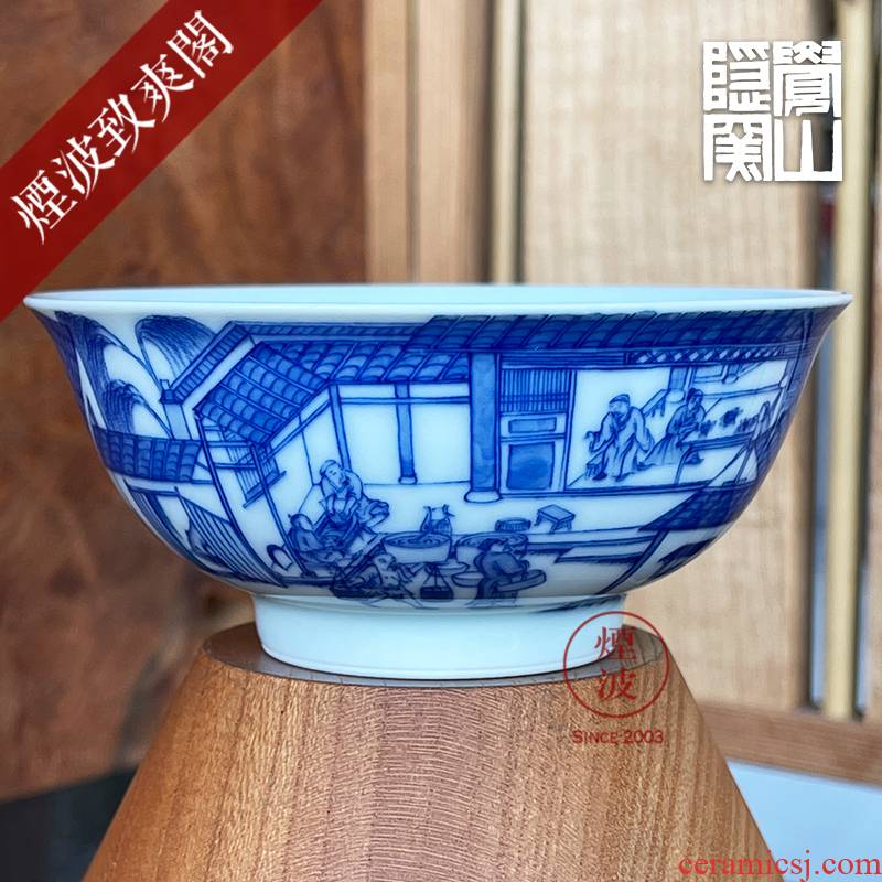 Jingdezhen sleep mountain hidden up to admire Jane with blue and white figure heavy porcelain manufacture mold figure keller cup