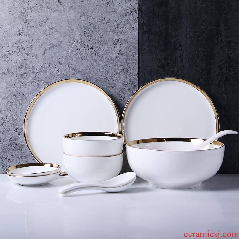 The Nordic kitchen tableware ceramic dish bowl chopsticks creative dish soup bowl of household ceramic bowl dish dish suits for salad bowl