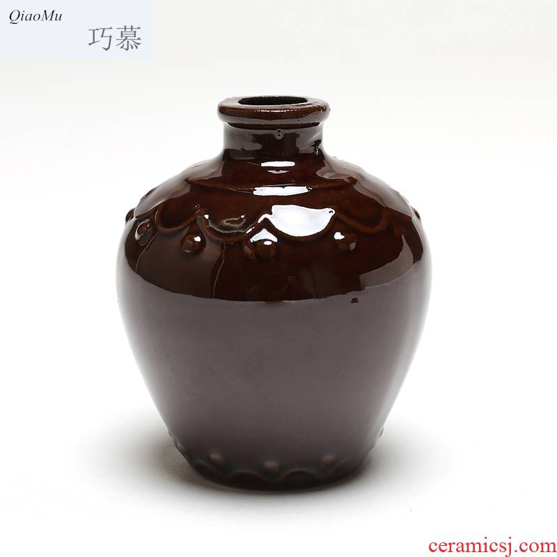 Qiao mu small ceramic bottle earthenware coarse pottery antique two 100 ml jar white wine wine wine wine wine bottle
