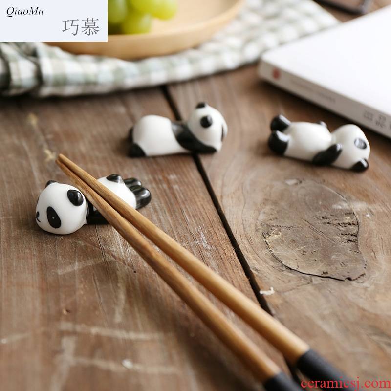 Qiao mu creative ceramic and chopsticks pillow chopsticks chopsticks frame cartoon panda chopsticks chopsticks holder of kitchen utensils supplies