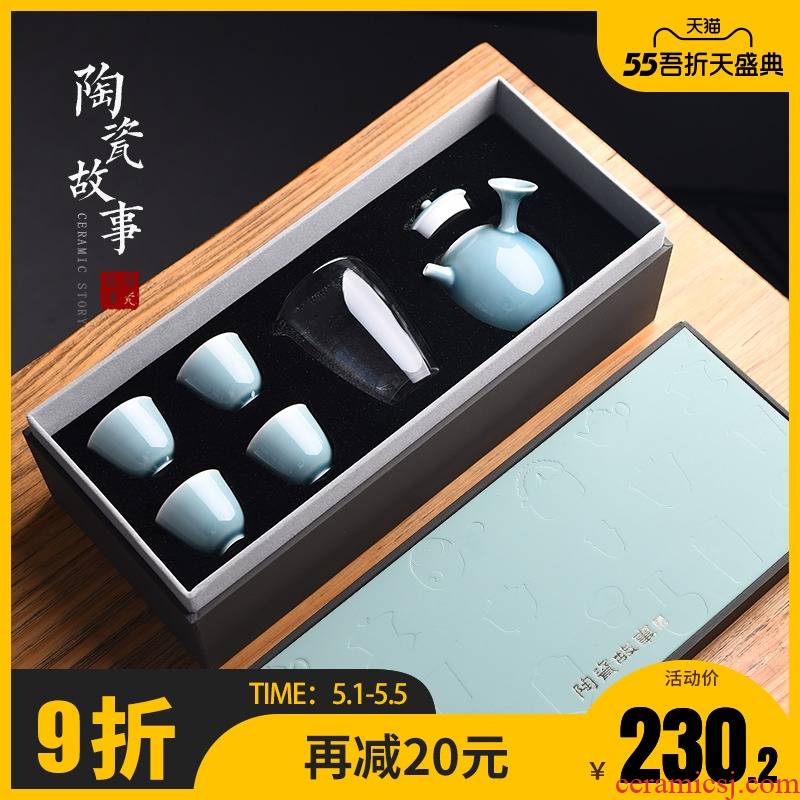 The Story of pottery and porcelain tea sets of household light cup high - grade gift boxes and decoration of Chinese style office receive a visitor kung fu tea set