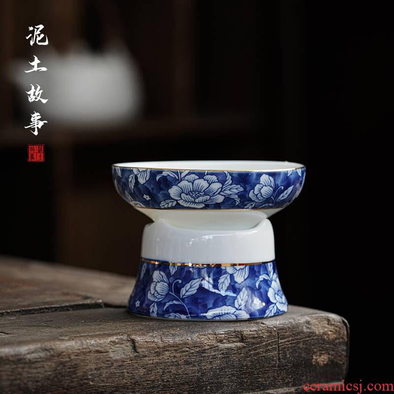 Dehua white porcelain high blue and white porcelain) group, a creative Japanese kung fu tea tea tea filter remove tea accessories