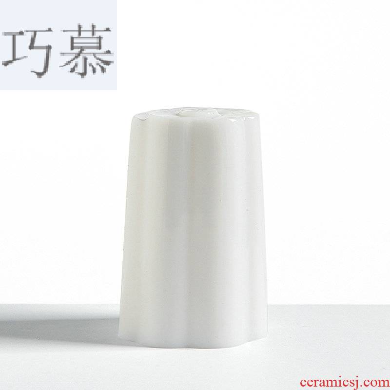 Qiao mu dehua manual build jade white porcelain tea pot lid cup humanities tea tea spare parts cover