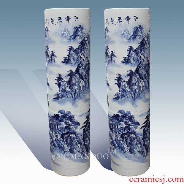 Jingdezhen hand - made landscape works of large quiver vase high - grade cultural sitting room place decorative vase