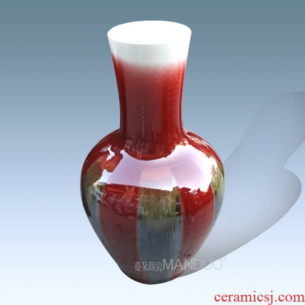 Jingdezhen high - grade floor vase ruby red high temperature variable glaze vase high - end value - added sitting room adornment