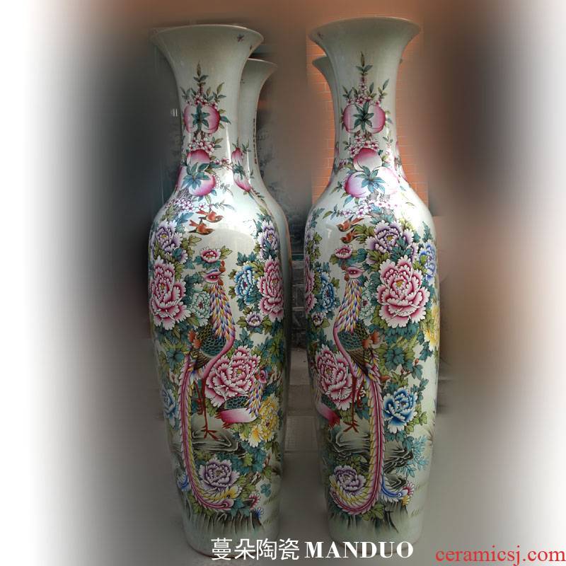 Jingdezhen Jingdezhen landing big vase pure hand - made of 1.2-1.4-1.8 meters high porcelain landing big vase