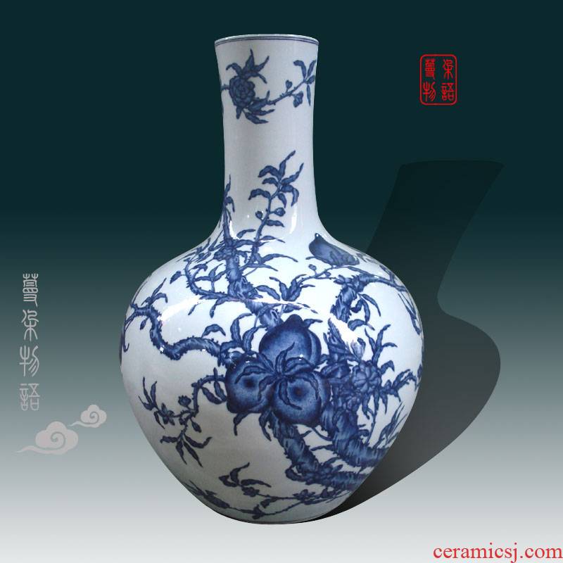 Jingdezhen fine high copy qianlong imperial style of high - grade bats celestial peach peach porcelain porcelain vase