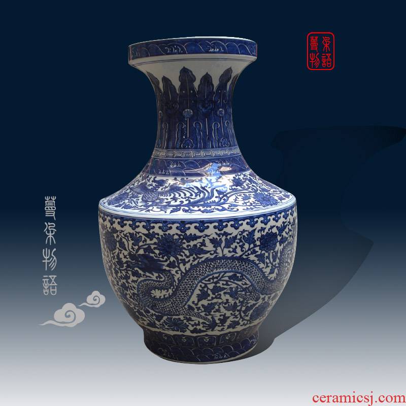Jingdezhen grand blue hand - made coppering. As shoulder big vase style key-2 luxury porcelain vase pure hand - made