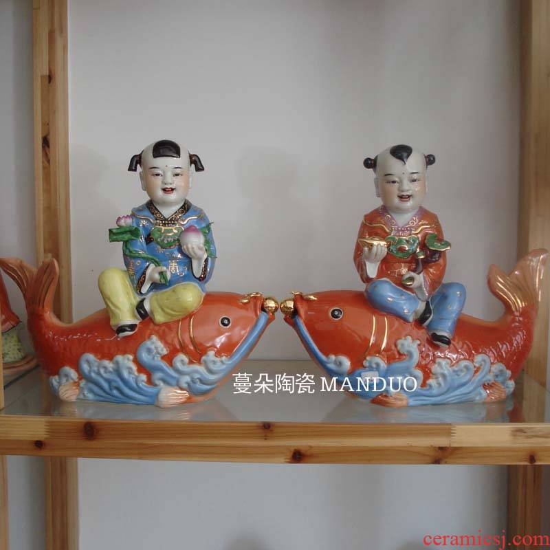Jingdezhen virgins sit furnishing articles red carp carp its the lad jixiangruyi children 's men and women