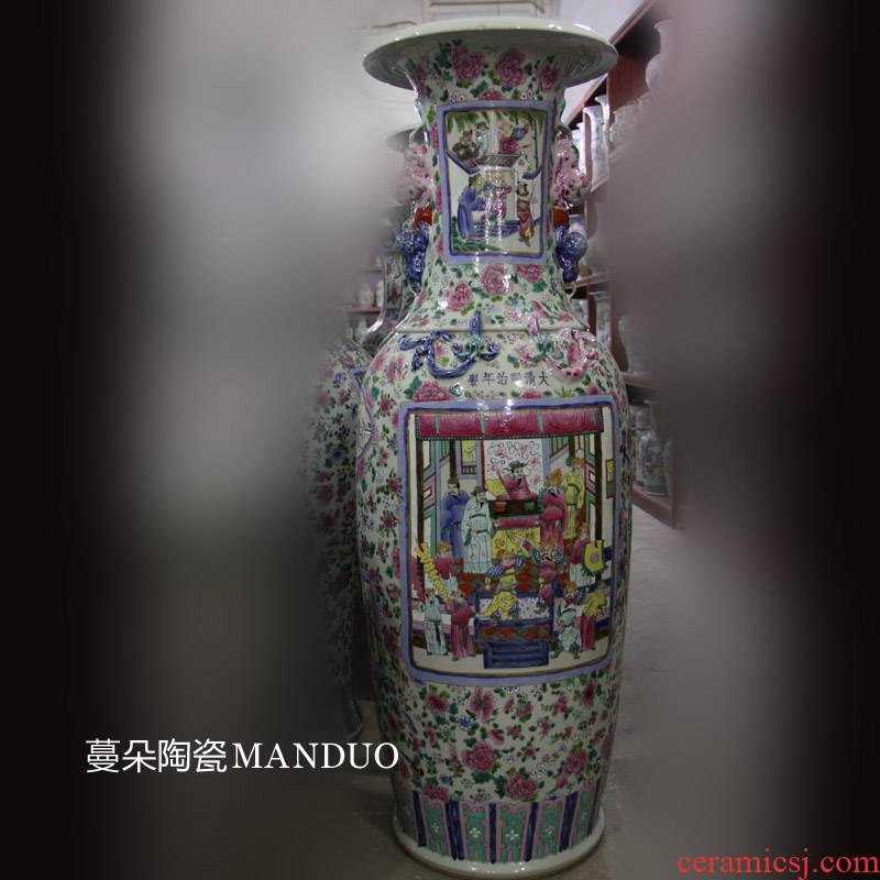 Jingdezhen hand - made pastel antique decorative vase antique decoration building greeter feel decoration elegant vase