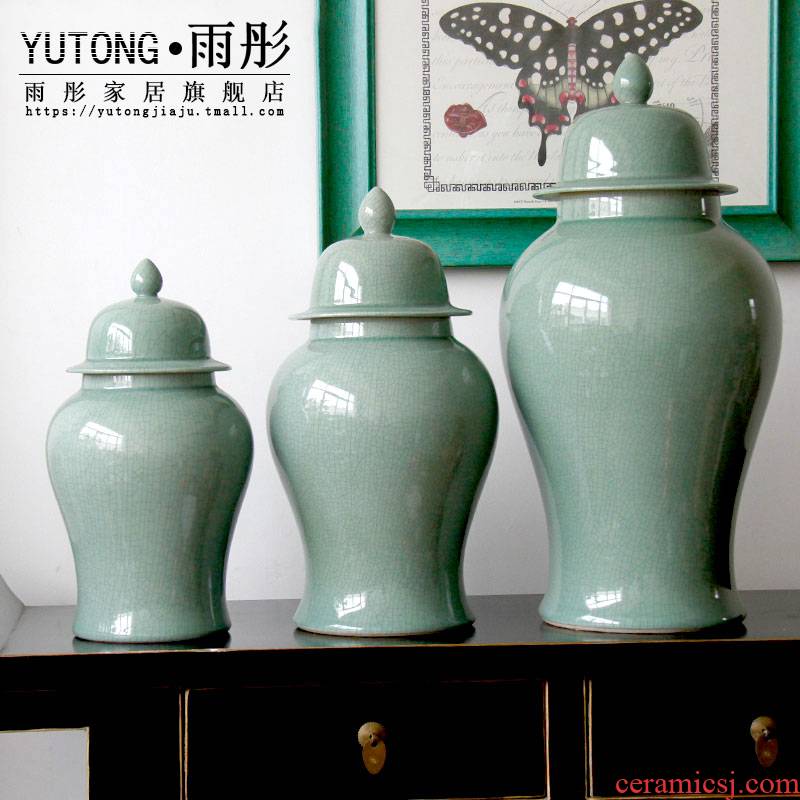 Jingdezhen ice cracked piece of ceramic glaze decoration storage pot home furnishing articles jade bottle business hall