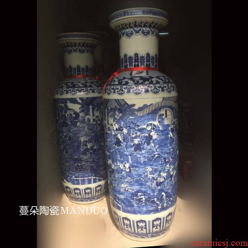Jingdezhen blue and white, the ancient philosophers hand - made figure art vase culture study sitting room place hand - made figure vase the ancient philosophers