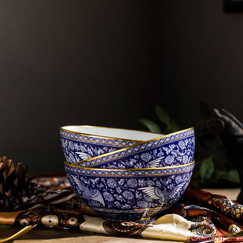 Jingdezhen porcelain bowls of Chinese style household ipads porcelain rice bowls rainbow such as to use the features antique bowl tall bowl bowl of tableware