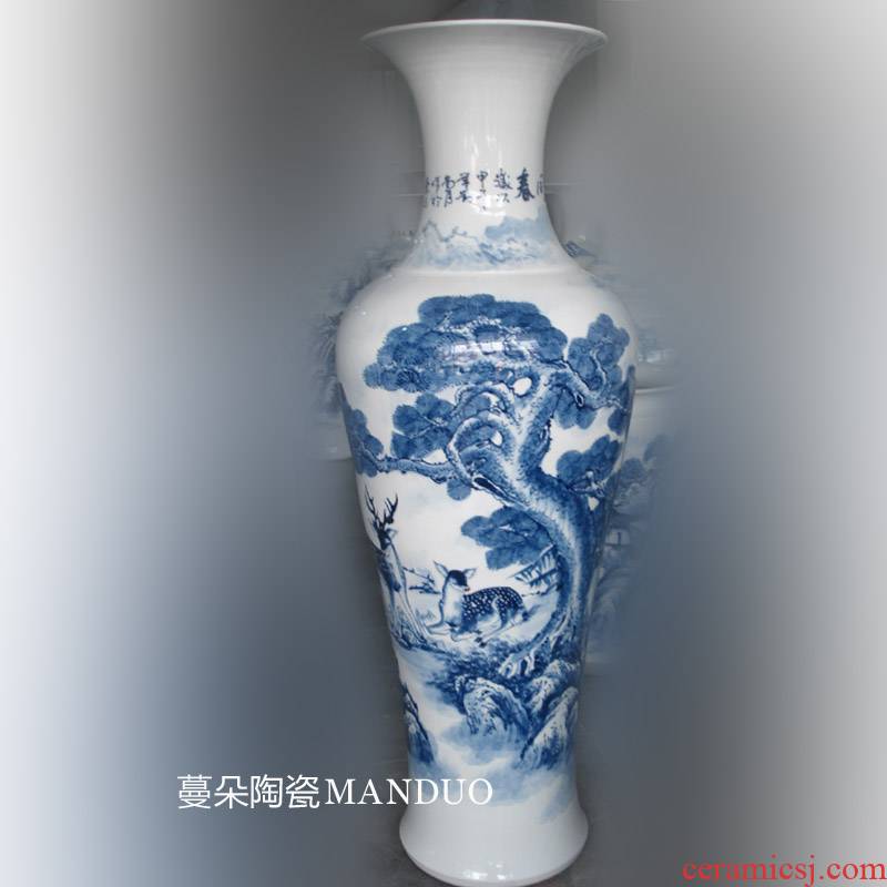 90-100-135 hand - made crane pine needles landing big vase elegant furnishings decorative porcelain vase