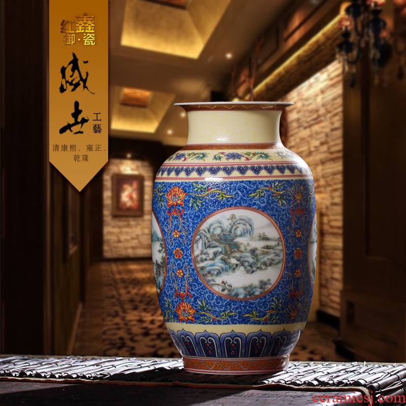 Jingdezhen ceramics vase classical TV ark, sitting room place, Chinese style restoring ancient ways is colored enamel porcelain vase of flowers