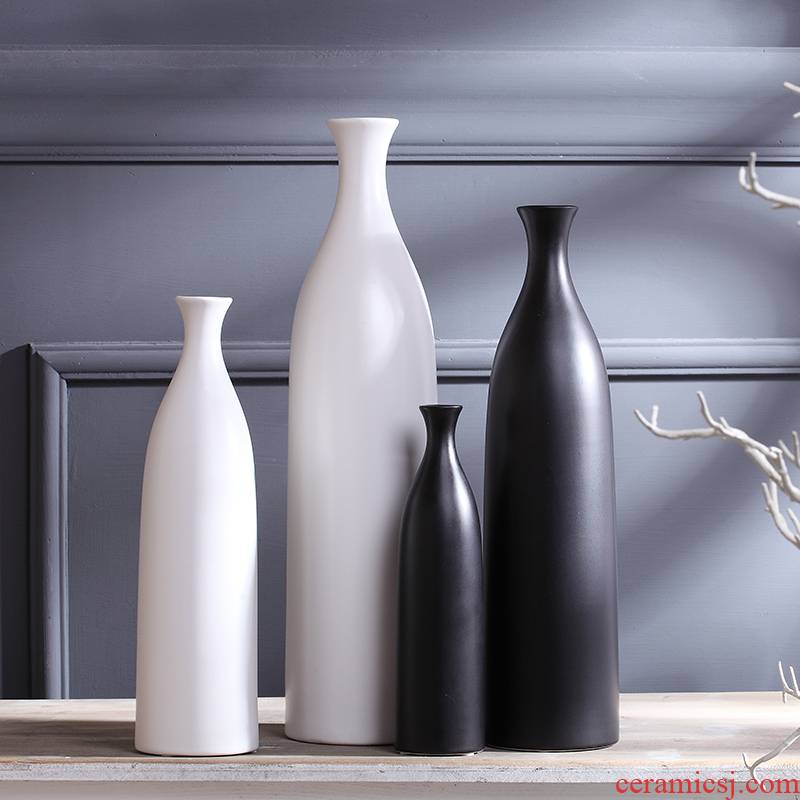 Jingdezhen ceramic black white vase home TV ark, wine handicraft of I sitting room adornment furnishing articles