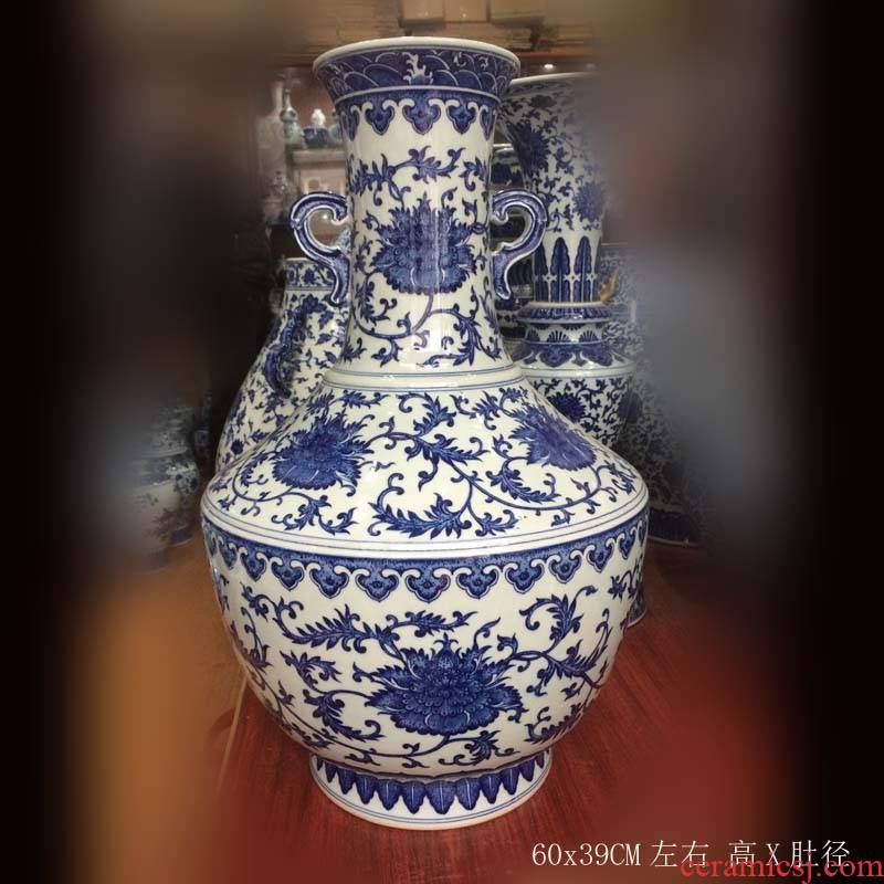 Jingdezhen 60 cm high imitation the qing hand - made porcelain shoulder cup of blue and white porcelain vase vase collection furnishing articles