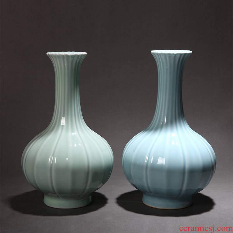 Celadon vase vases, flower implement modern decoration home decoration handicraft furnishing articles garlic lotus seed bottle sitting room