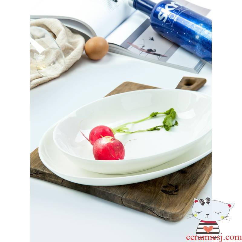 Degree of rocky porcelain tableware move big chicken rectangle ceramic fish dish dish large household fish steamed fish dish