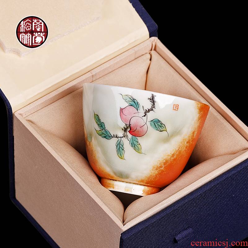 Ms hand - made of wood, beaker master cup single cup men 's high - end checking ceramic cups variable sample tea cup gift boxes