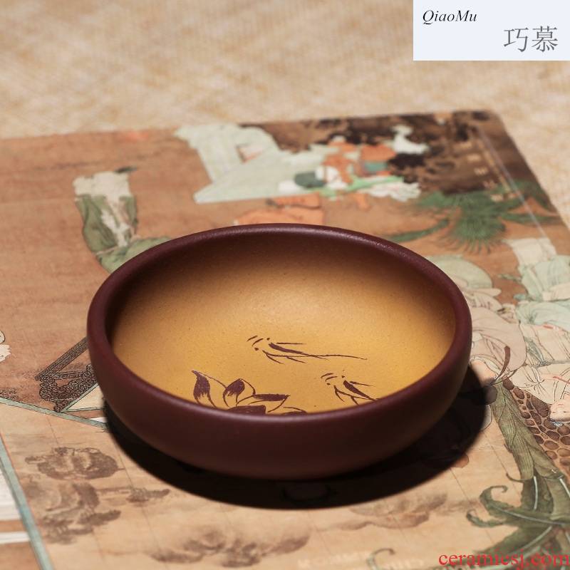 Qiao mu, yixing purple sand sample tea cup pure manual kung fu tea cups, small single master cup bowl individual cup
