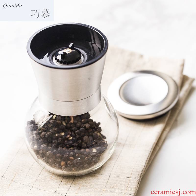 Qiao mu pepper mill, the kitchen stainless steel spice bottles manual rotary mill ceramic core