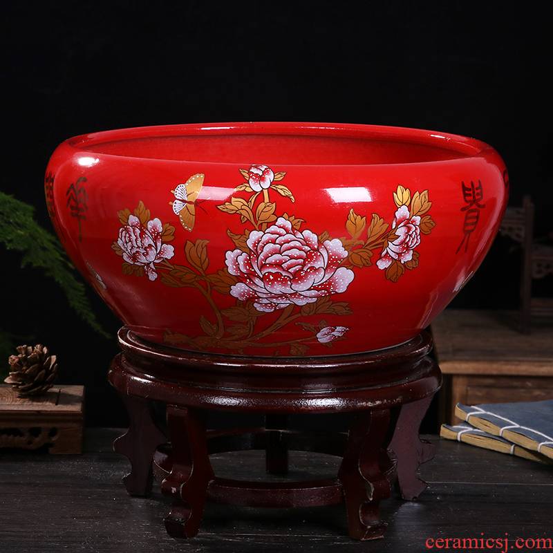 Jingdezhen ceramics sitting room porch aquarium hydroponic flower pot opening gifts decorative furnishing articles new household basin