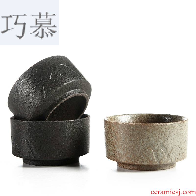 Qiao MuChan black pottery teacup Japanese contracted wind master cup sample tea cup ceramic bowl with single CPU kung fu tea tea