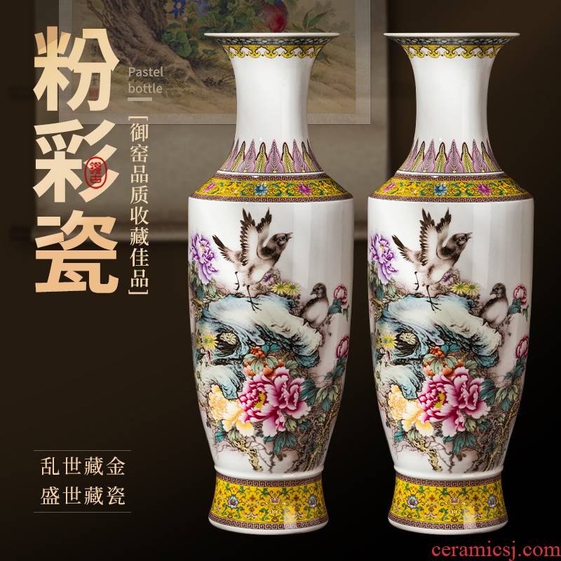 Jingdezhen ceramics powder enamel of large vases, antique Chinese style living room stores the opened ornaments furnishing articles