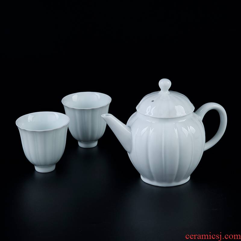 Jingdezhen celadon a pot of two cups of portable kung fu tea set suit household contracted small cup teapot Chinese style